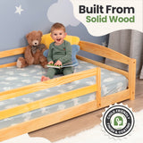 Twin Size Floor Bed with Safety Guardrails for Kids