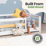Twin Size Floor Bed with Safety Guardrails for Kids