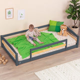 Twin Size Montessori-Inspired Floor Bed with Safety Guardrails for Kids