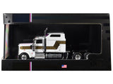 1995 Kenworth W900 Truck Tractor White with Black and Gold Stripes 1/64 Diecast Model by IXO Models