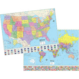U.S./World Advanced Political Rolled Laminated Map Set, 46 x 36, Set of 2
