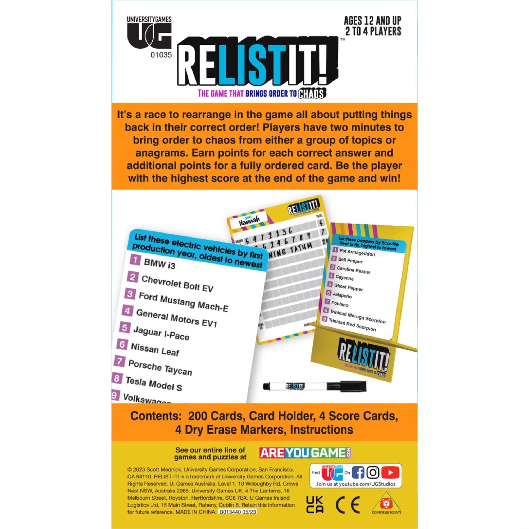University Games | Relist It Family Party Game For Ages 12 And Up, 2 To 4 Players