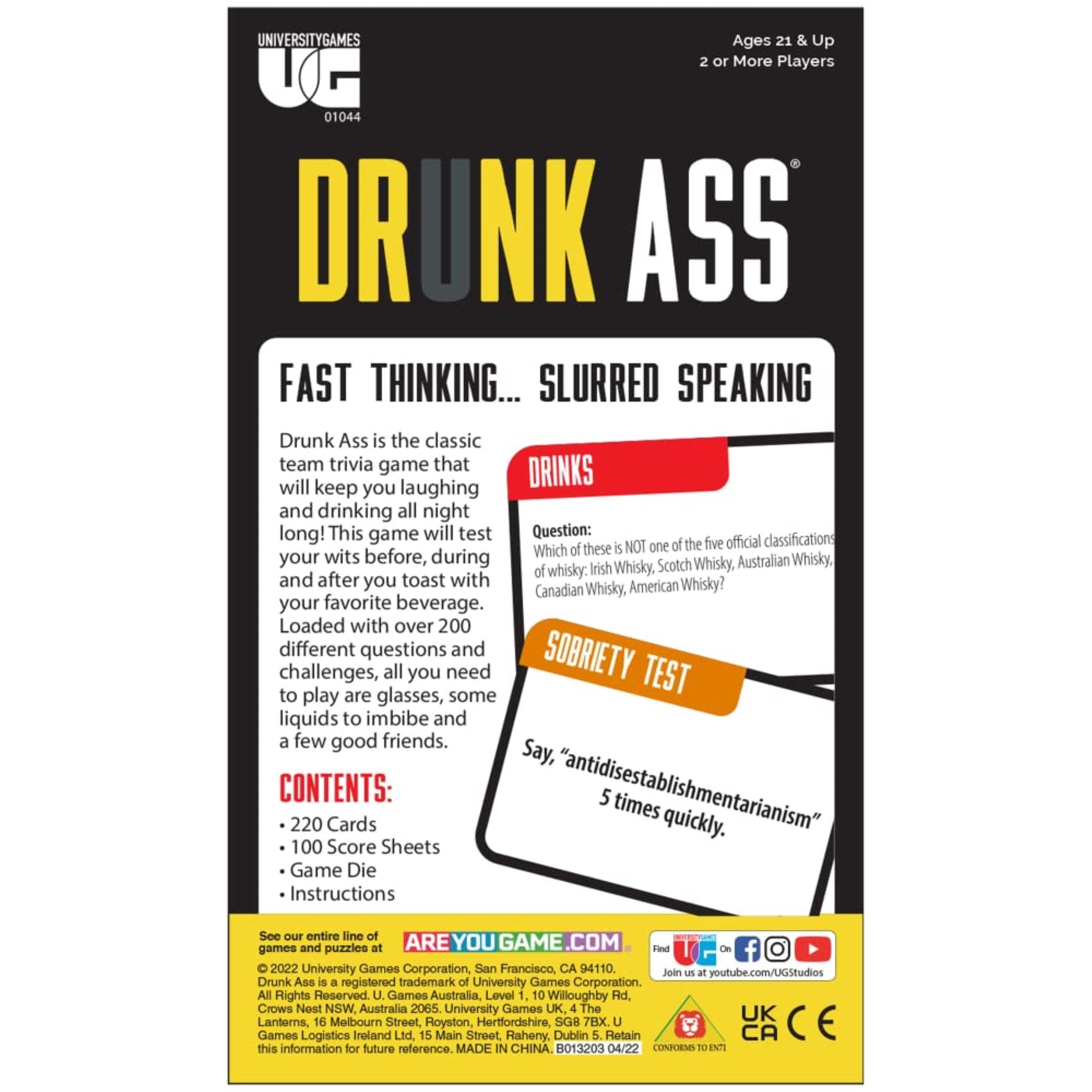 University Games | Drunk Ass Team Trivia Game, For Ages 21 And Up And 4 Or More Players
