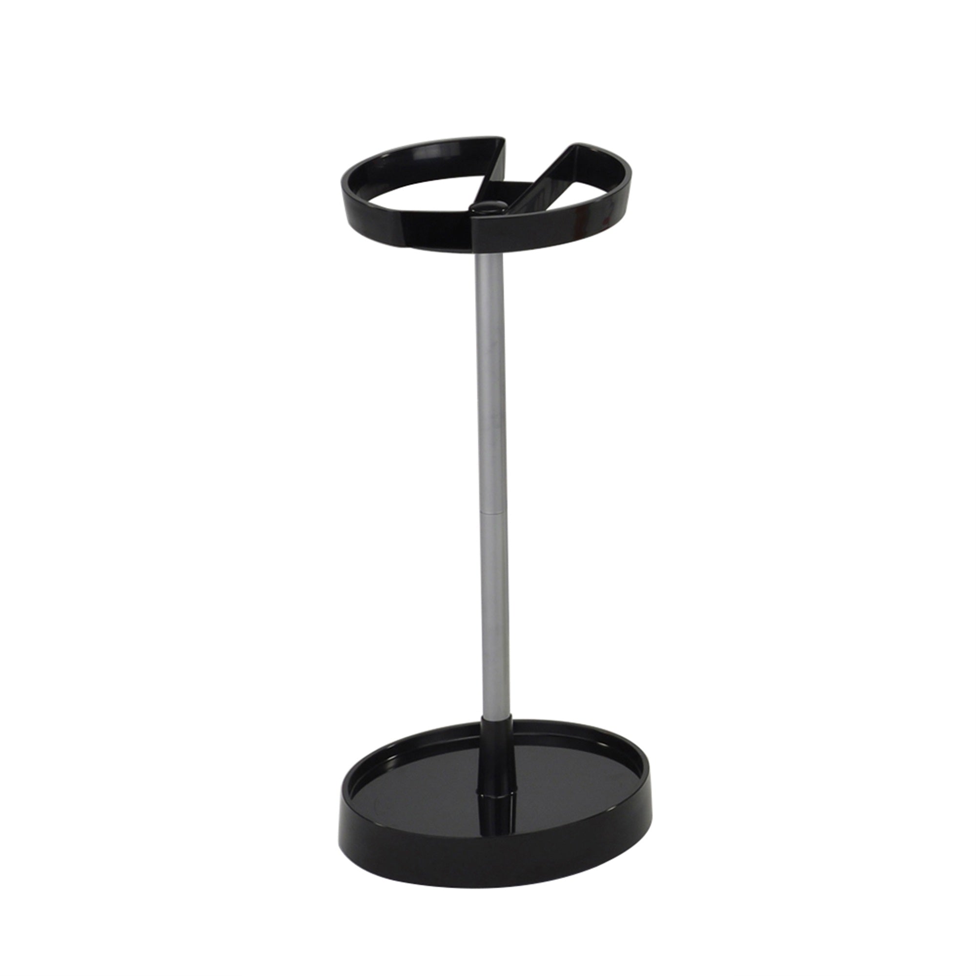 Telford Freestanding Umbrella Stand Rack, Black Plastic & Silver Metal