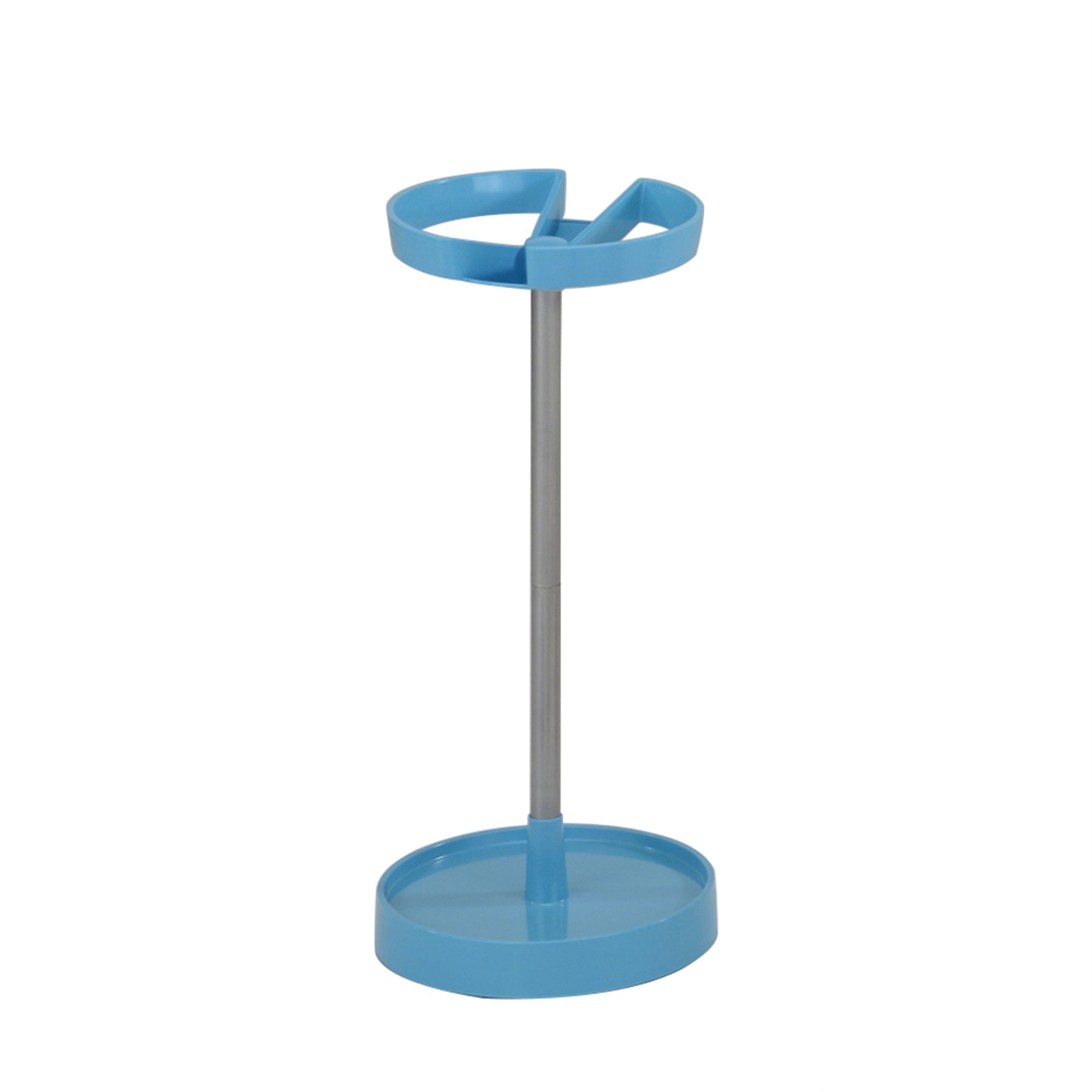 Telford Freestanding Umbrella Stand Rack, Blue Plastic & Silver Metal
