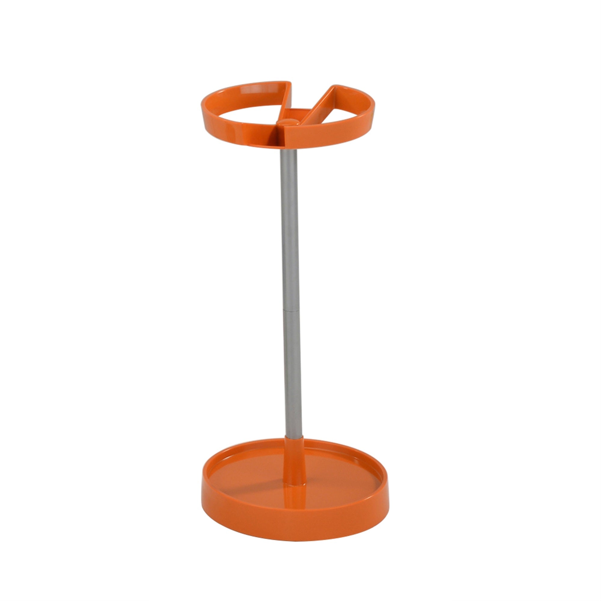 Telford Freestanding Umbrella Stand Rack, Orange Plastic & Silver Metal
