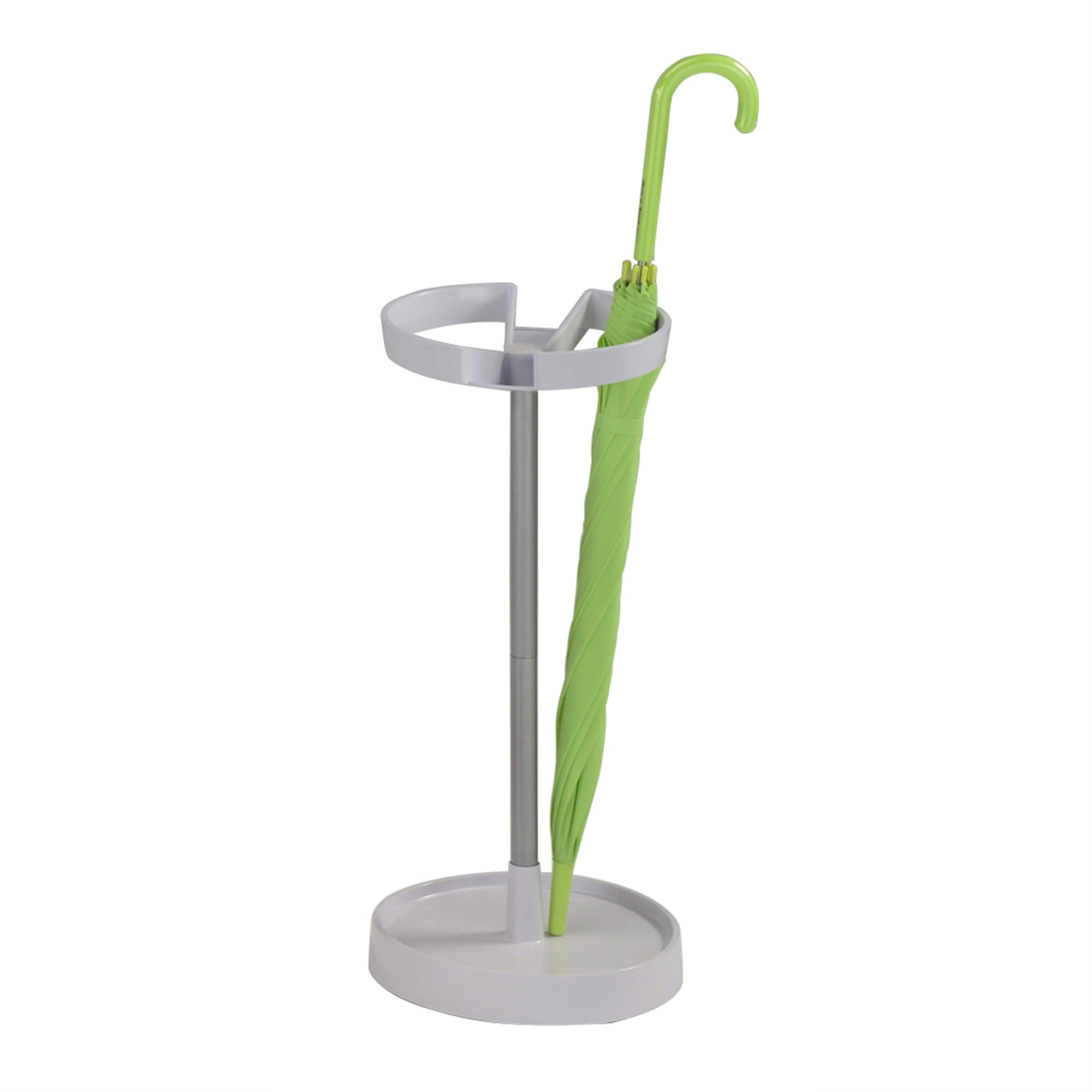 Telford Freestanding Umbrella Stand Rack, White Plastic & Silver Metal