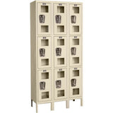 Global Industrial 3-Tier 9 Door Clear View Locker 36W X 12D X 78H Tan Unassembled