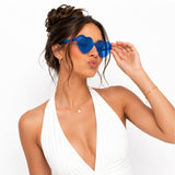 Unlit Heart Shaped Blue Frameless Fashion Glasses
