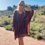Aanya Adjustable Short Kaftan – Boho Kaftan Tunic Made from Reclaimed Sari