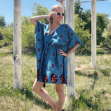 Aanya Adjustable Short Kaftan – Boho Kaftan Tunic Made from Reclaimed Sari