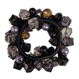 Cluster Beaded Elastic Ponie (Black / Slate)