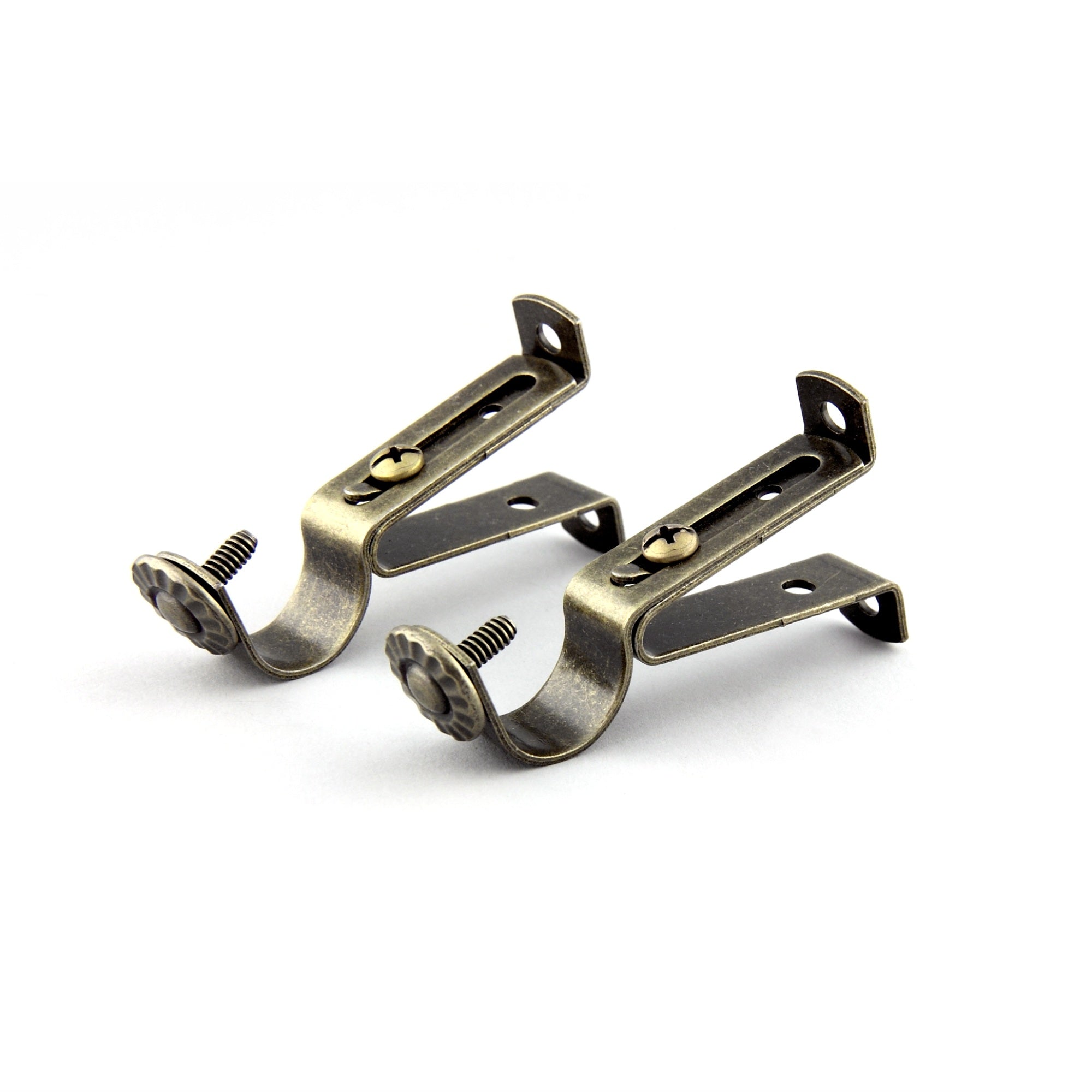 13/16 Inch Single Brackets Pair - Antique Brass