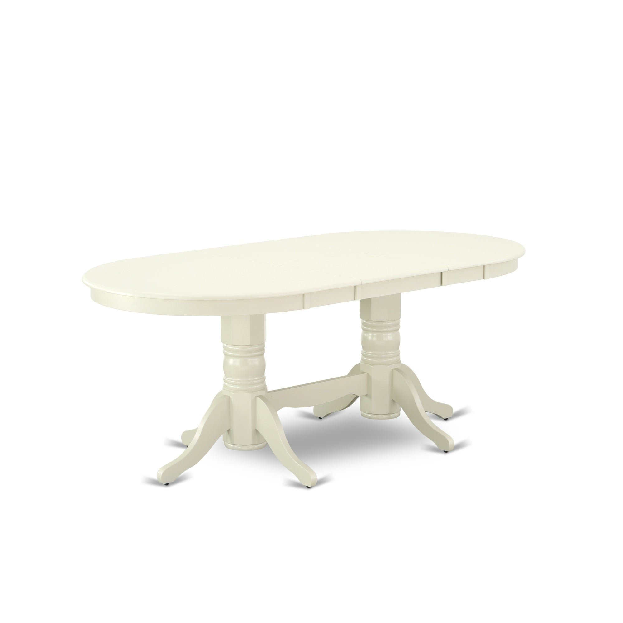 Vat-Lwh-Tp Vancouver Oval Double Pedestal Dining Room Table With 17 Butterfly Leaf In Linen White Finish