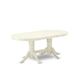 Vat-Lwh-Tp Vancouver Oval Double Pedestal Dining Room Table With 17 Butterfly Leaf In Linen White Finish