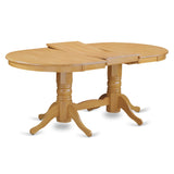 Vat-Oak-Tp Rectangular Round Corner Dining Table With 17 Inch Self Storage Leaf In Oak