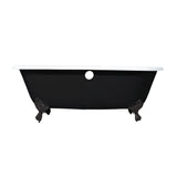 Aqua Eden Vbtnd663013Nb5 66-Inch Cast Iron Double Ended Clawfoot Tub (No Faucet Drillings), Black/White/Oil Rubbed Bronze