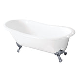 Aqua Eden Vct7D5731B1 57-Inch Cast Iron Slipper Clawfoot Tub With 7-Inch Faucet Drillings, White/Polished Chrome