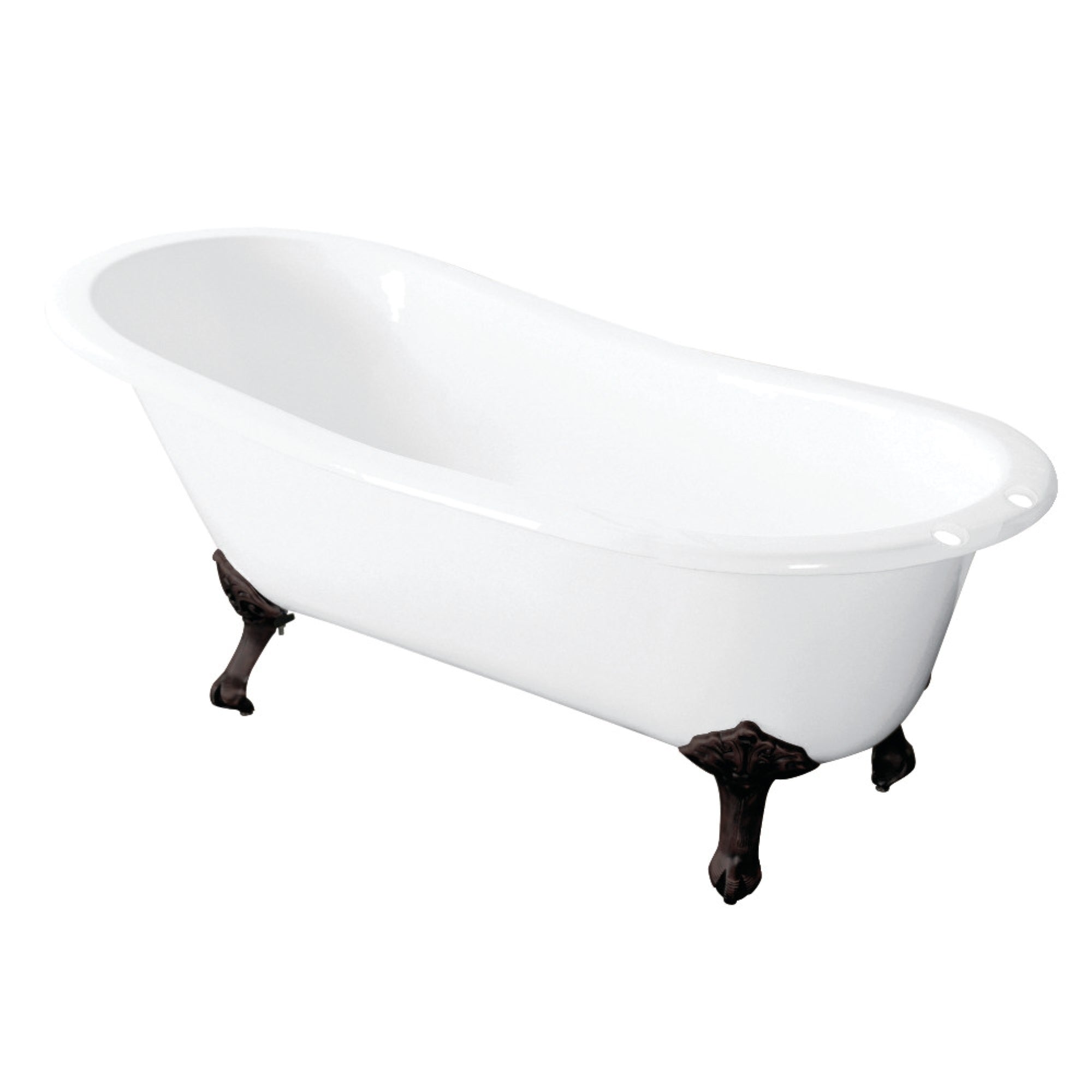 Aqua Eden Vct7D5731B5 57-Inch Cast Iron Slipper Clawfoot Tub With 7-Inch Faucet Drillings, White/Oil Rubbed Bronze