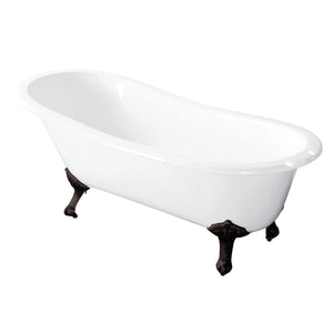 Aqua Eden Vct7D5731B5 57-Inch Cast Iron Slipper Clawfoot Tub With 7-Inch Faucet Drillings, White/Oil Rubbed Bronze