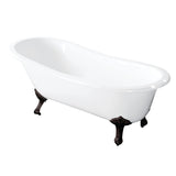 Aqua Eden Vct7D5731B5 57-Inch Cast Iron Slipper Clawfoot Tub With 7-Inch Faucet Drillings, White/Oil Rubbed Bronze