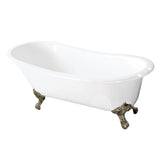 Aqua Eden Vct7D5731B8 57-Inch Cast Iron Slipper Clawfoot Tub With 7-Inch Faucet Drillings, White/Brushed Nickel