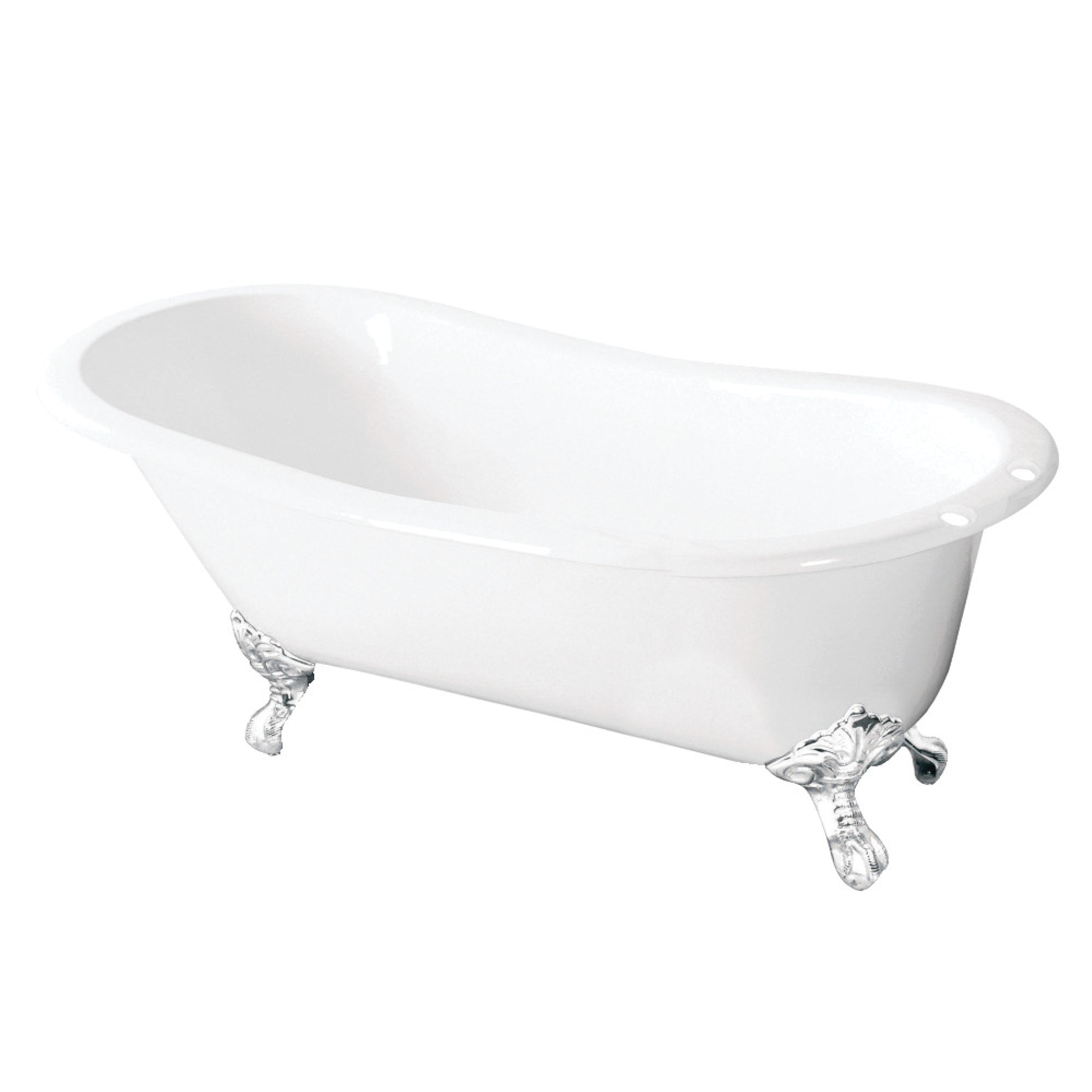 Aqua Eden Vct7D5731Bw 57-Inch Cast Iron Slipper Clawfoot Tub With 7-Inch Faucet Drillings, White