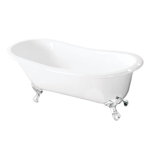 Aqua Eden Vct7D5731Bw 57-Inch Cast Iron Slipper Clawfoot Tub With 7-Inch Faucet Drillings, White
