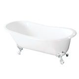 Aqua Eden Vct7D5731Bw 57-Inch Cast Iron Slipper Clawfoot Tub With 7-Inch Faucet Drillings, White
