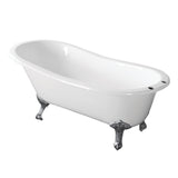 Aqua Eden Vct7D673122Zb1 67-Inch Cast Iron Single Slipper Clawfoot Tub With 7-Inch Faucet Drillings, White/Polished Chrome