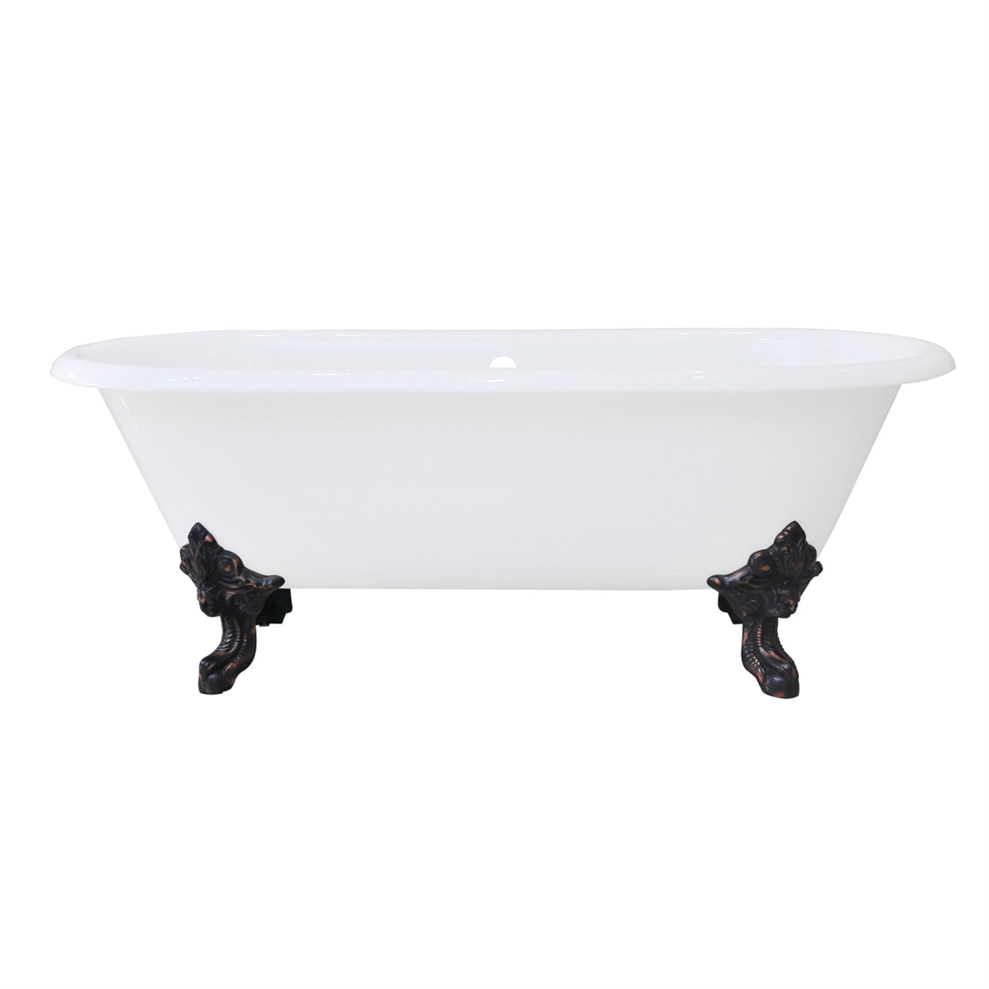 Aqua Eden Vctde7232Nl5 72-Inch Cast Iron Double Ended Clawfoot Tub (No Faucet Drillings), White/Oil Rubbed Bronze