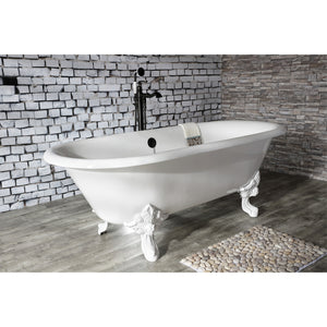 Aqua Eden Vctde7232Nlw 72-Inch Cast Iron Double Ended Clawfoot Tub (No Faucet Drillings), White