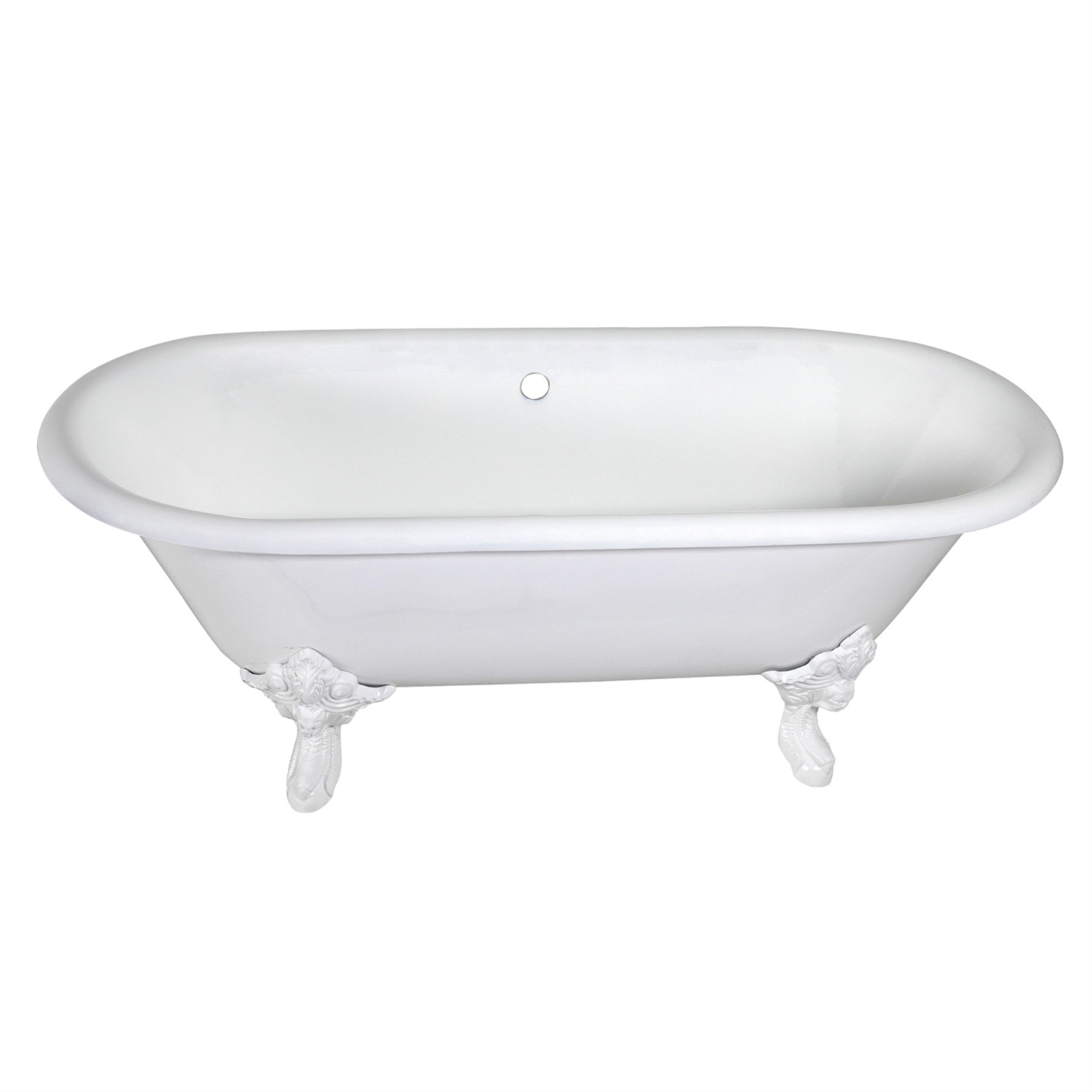 Aqua Eden Vctde7232Nlw 72-Inch Cast Iron Double Ended Clawfoot Tub (No Faucet Drillings), White