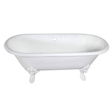 Aqua Eden Vctde7232Nlw 72-Inch Cast Iron Double Ended Clawfoot Tub (No Faucet Drillings), White
