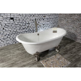 Aqua Eden Vctnds6731Nl8 67-Inch Cast Iron Double Slipper Clawfoot Tub (No Faucet Drillings), White/Brushed Nickel