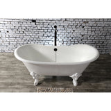 Aqua Eden Vctnds6731Nlw 67-Inch Cast Iron Double Slipper Clawfoot Tub (No Faucet Drillings), White