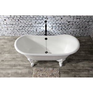 Aqua Eden Vctnds6731Nlw 67-Inch Cast Iron Double Slipper Clawfoot Tub (No Faucet Drillings), White