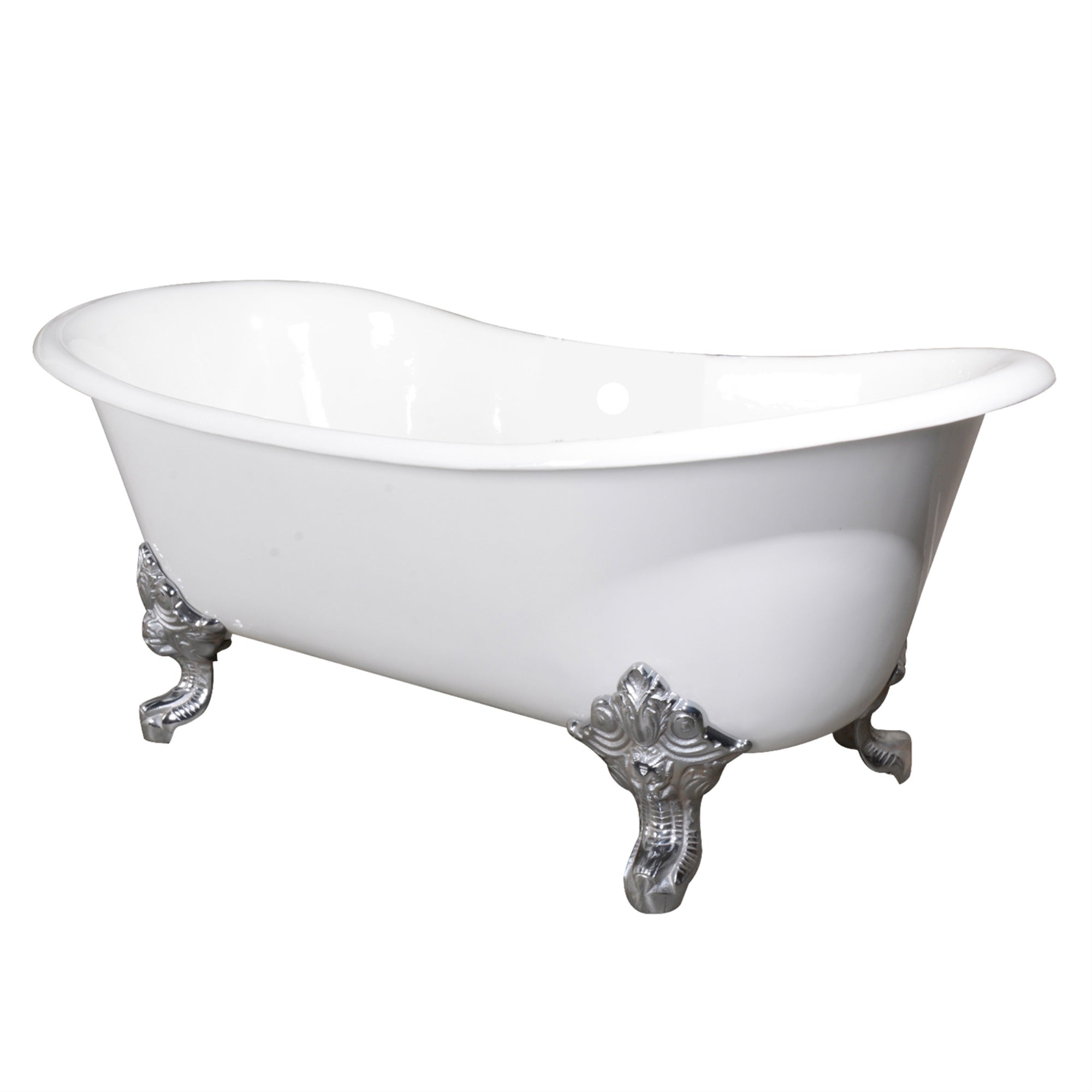 Aqua Eden Vctnds7231Nl1 72-Inch Cast Iron Double Slipper Clawfoot Tub (No Faucet Drillings), White/Polished Chrome