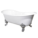Aqua Eden Vctnds7231Nl1 72-Inch Cast Iron Double Slipper Clawfoot Tub (No Faucet Drillings), White/Polished Chrome