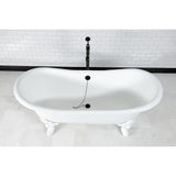 Aqua Eden Vctnds7231Nlw 72-Inch Cast Iron Double Slipper Clawfoot Tub (No Faucet Drillings), White