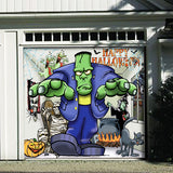 My Door Decor Frankenstein and Friends Halloween 7 ft. x 8 ft. Garage Door Dcor Banner Mural