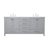 72 inch Double Bathroom Vanity in Gray