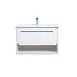 30 inch Single Bathroom Floating Vanity in White