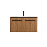 36 Inch Single Bathroom Vanity In Walnut Brown