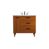 36 inch bathroom vanity in Teak