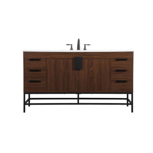60 Inch Single Bathroom Vanity In Walnut