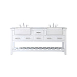 72 inch double bathroom vanity in white