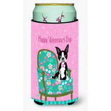 Caroline'S Treasures Happy Valentine'S Day Boston Terrier Tall Boy Koozie Hugger, Multicolor