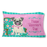 Caroline'S Treasures Happy Valentine'S Day Pug Fabric Standard Pillowcase Vha3002Pillowcase, Multicolor