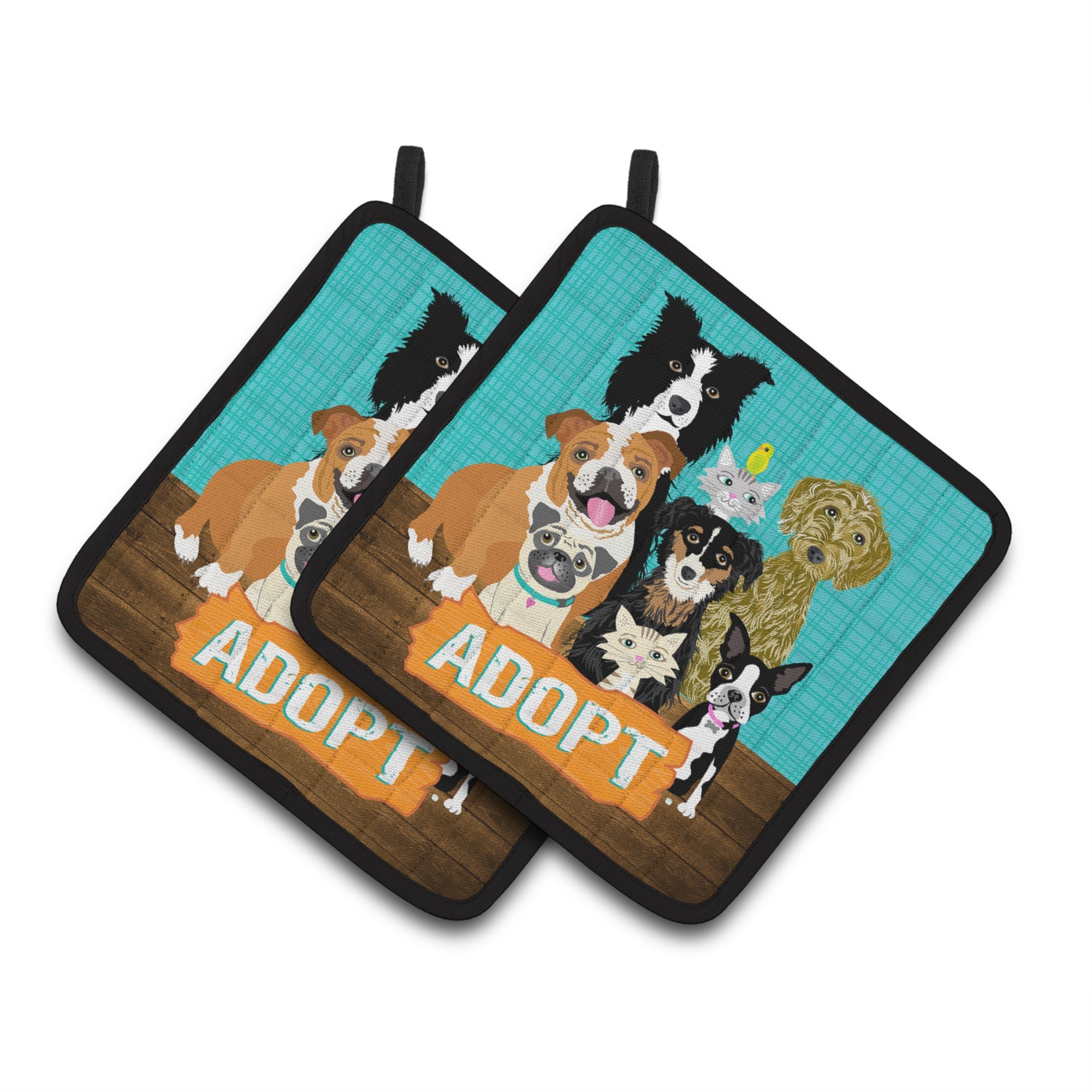 Caroline'S Treasures Adopt Pets Adoption Pair Of Pot Holders Vha3007Pthd, 7.5Hx7.5W, Multicolor
